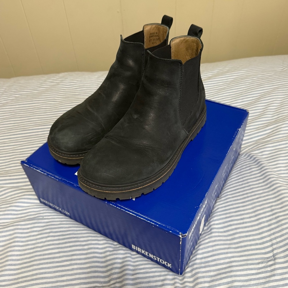 Size 43L Birkenstock Men's Black Leather Chelsea Boots - Picture 2 of 7